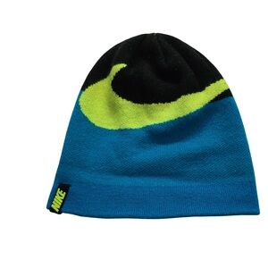 Nike Youth Knit Beanie Blue Green Swoosh Winter Hat Kids